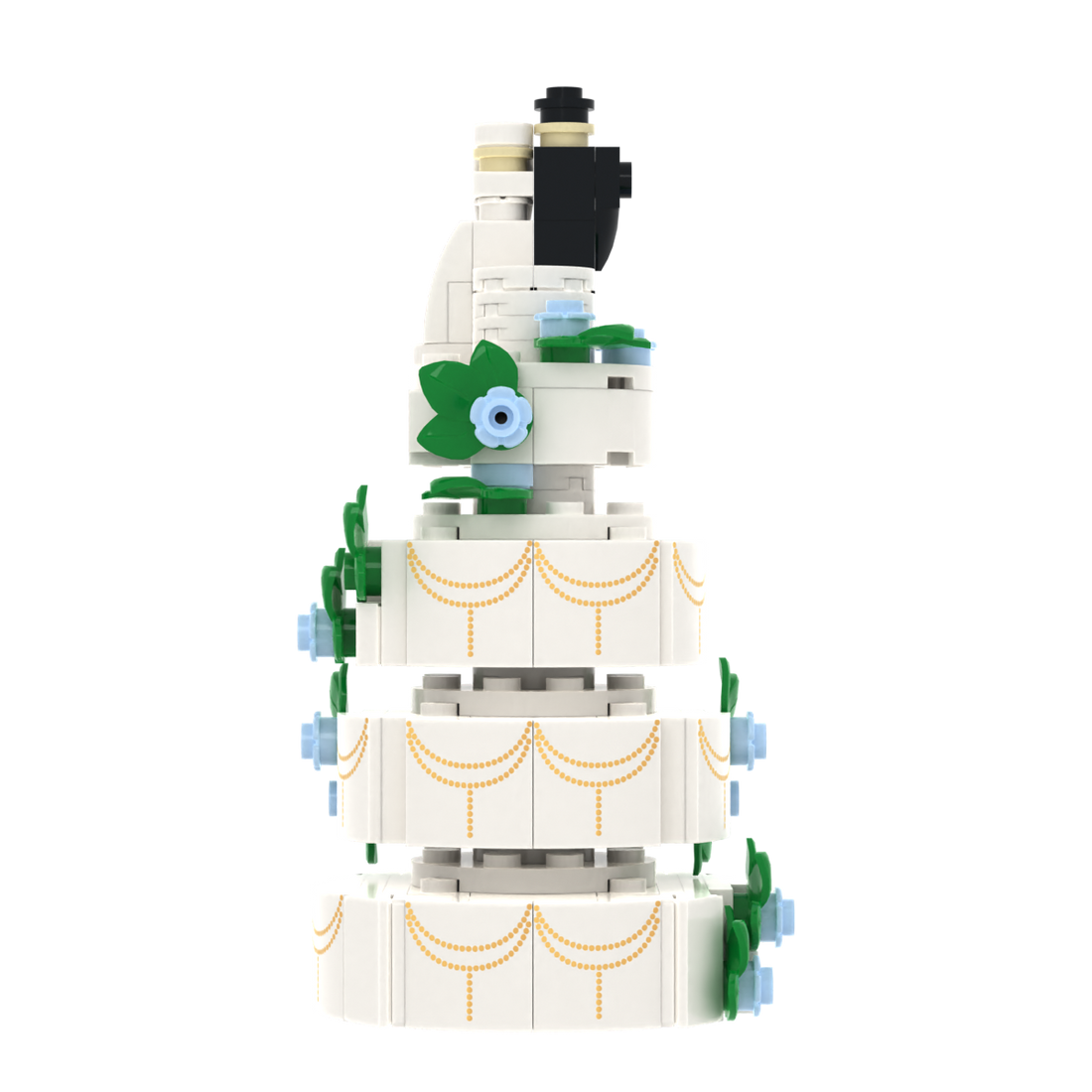 4-Tier Wedding Cake brick scene accessory, left-side view