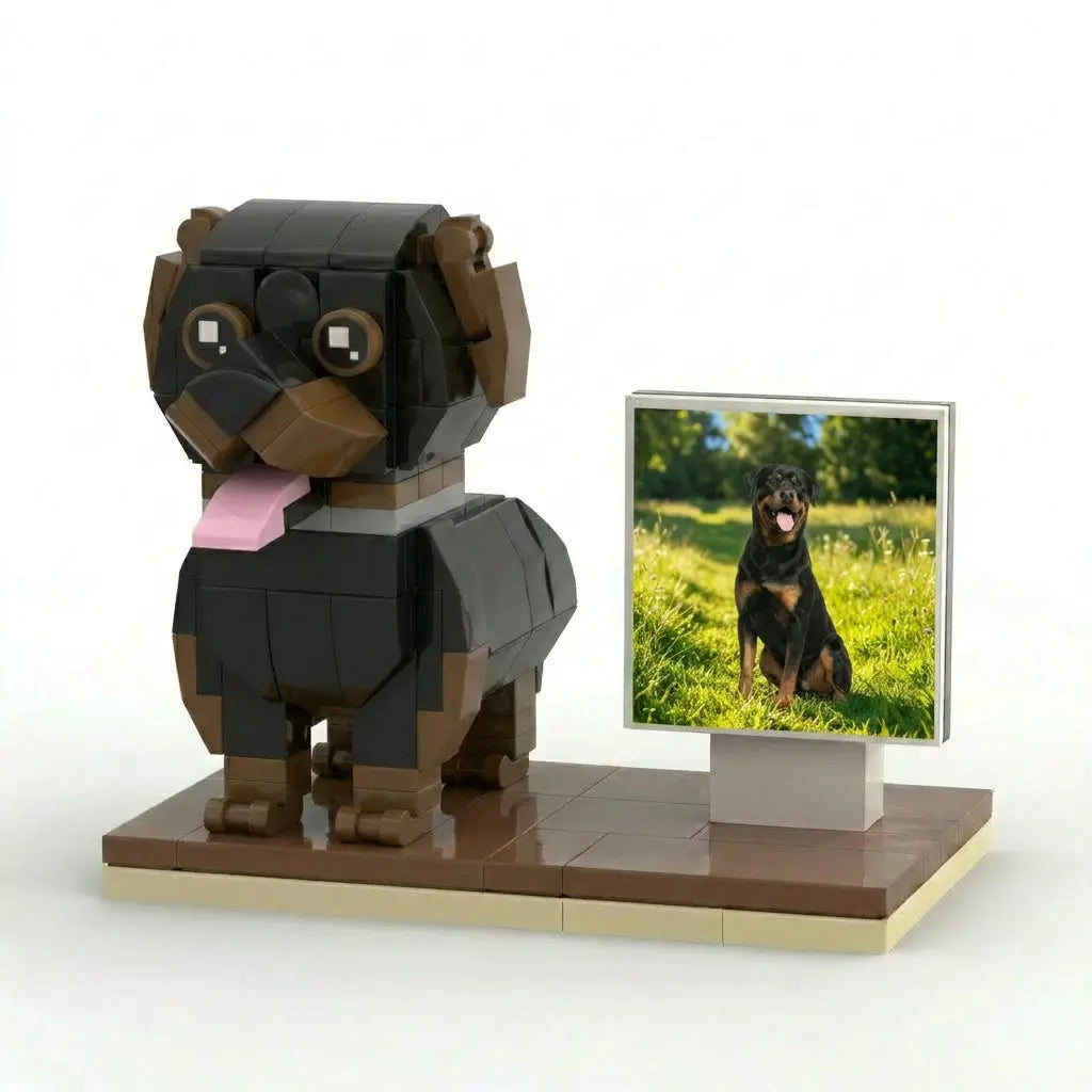 Custom Rottweiler Brick Figure | Personalized 3D Dog Portrait