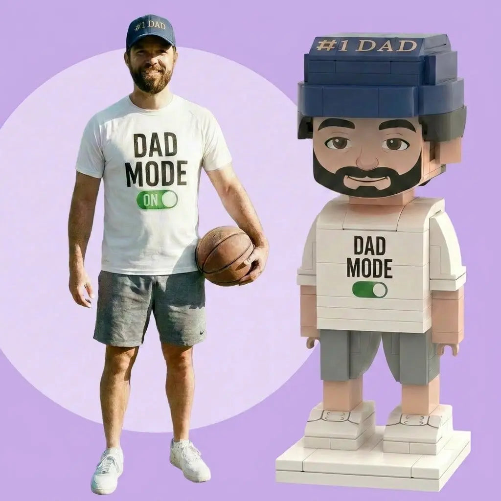 Dad Mode ON | Personalized Father's Day 3D Brick Figure Custom Photo Gift