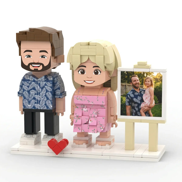 Daddy & Me | Personalized Father's Day 3D Brick Figure Duo & Custom Photo