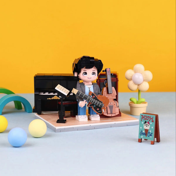Little Musician Studio kids instrument brick building set in a colorful music room scene