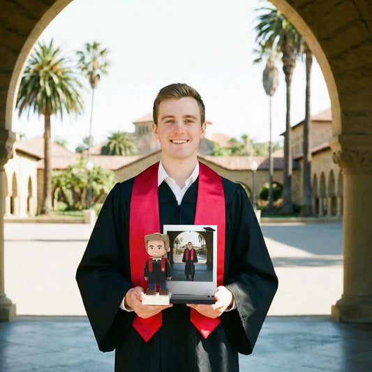 Graduation Edition | Custom 3D Brick Figure with Spotlight Photo Backdrop