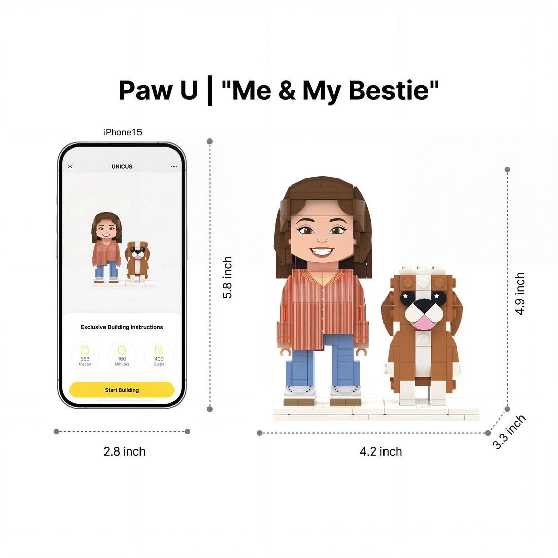 Paw U 'Me & My Bestie' | Custom 3D Brick Figure & Instant Photo Set Paw U