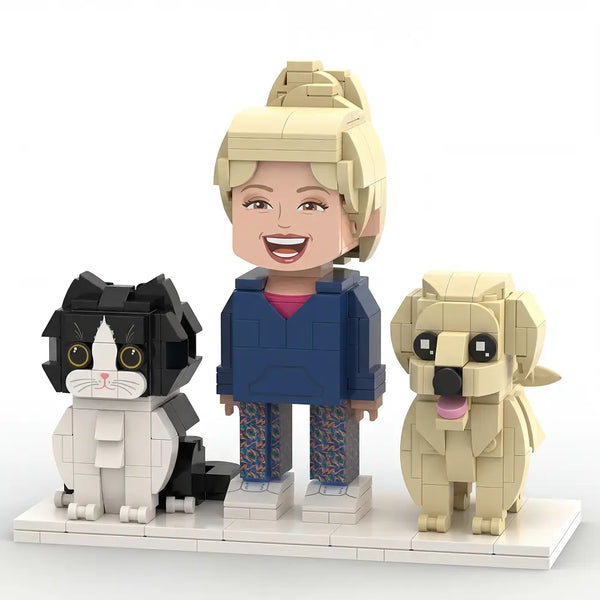 'My Pet Trio' | Personalized Human & Fur Babies Brick Figure Set