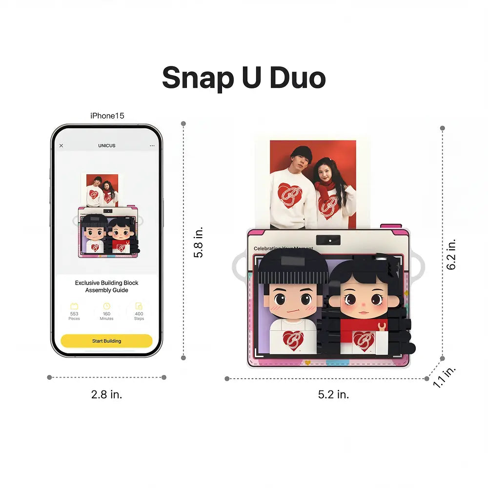 Us | Personalized 3D Photo Brick Duo Fridge Magnet