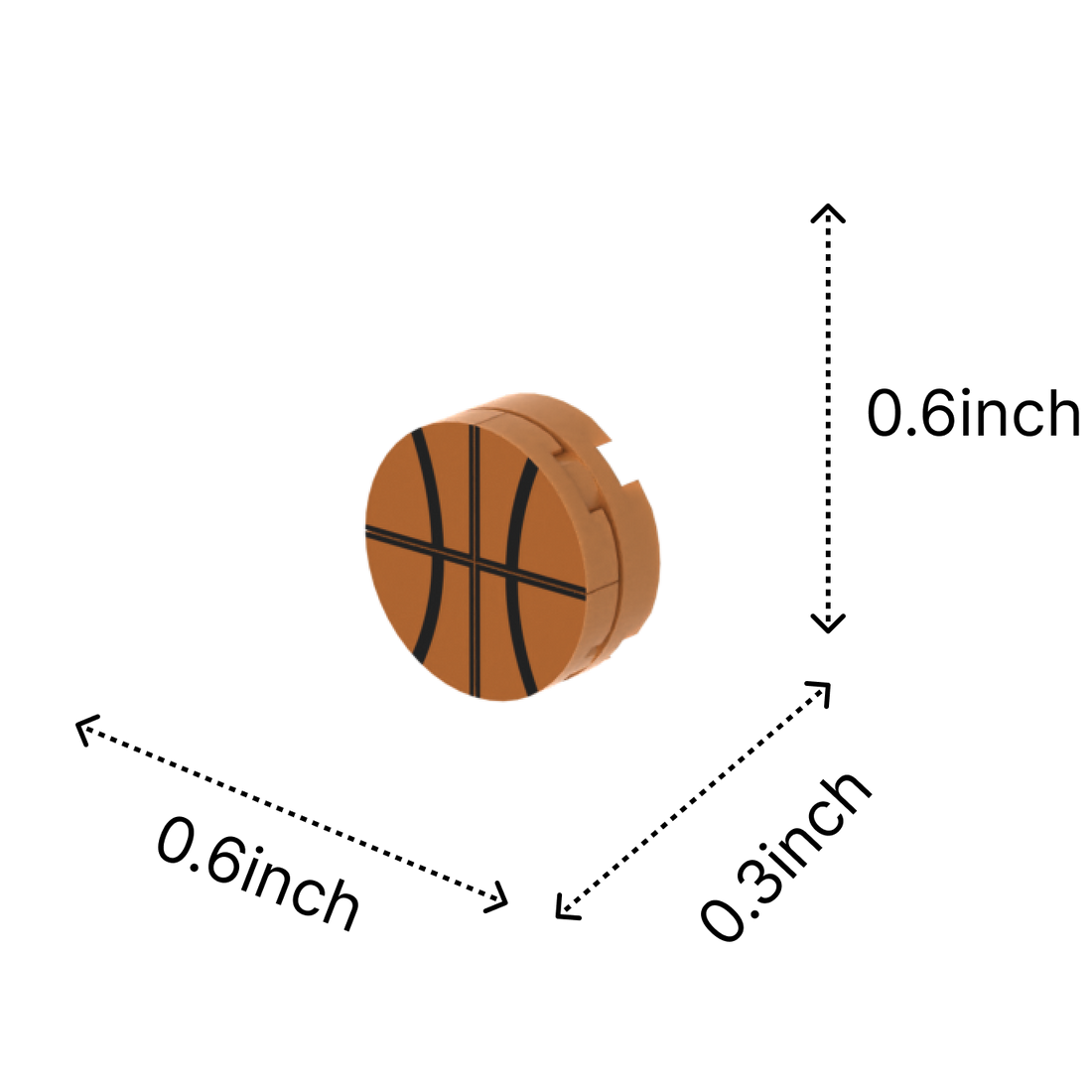 Basketball brick figure accessory, size guide