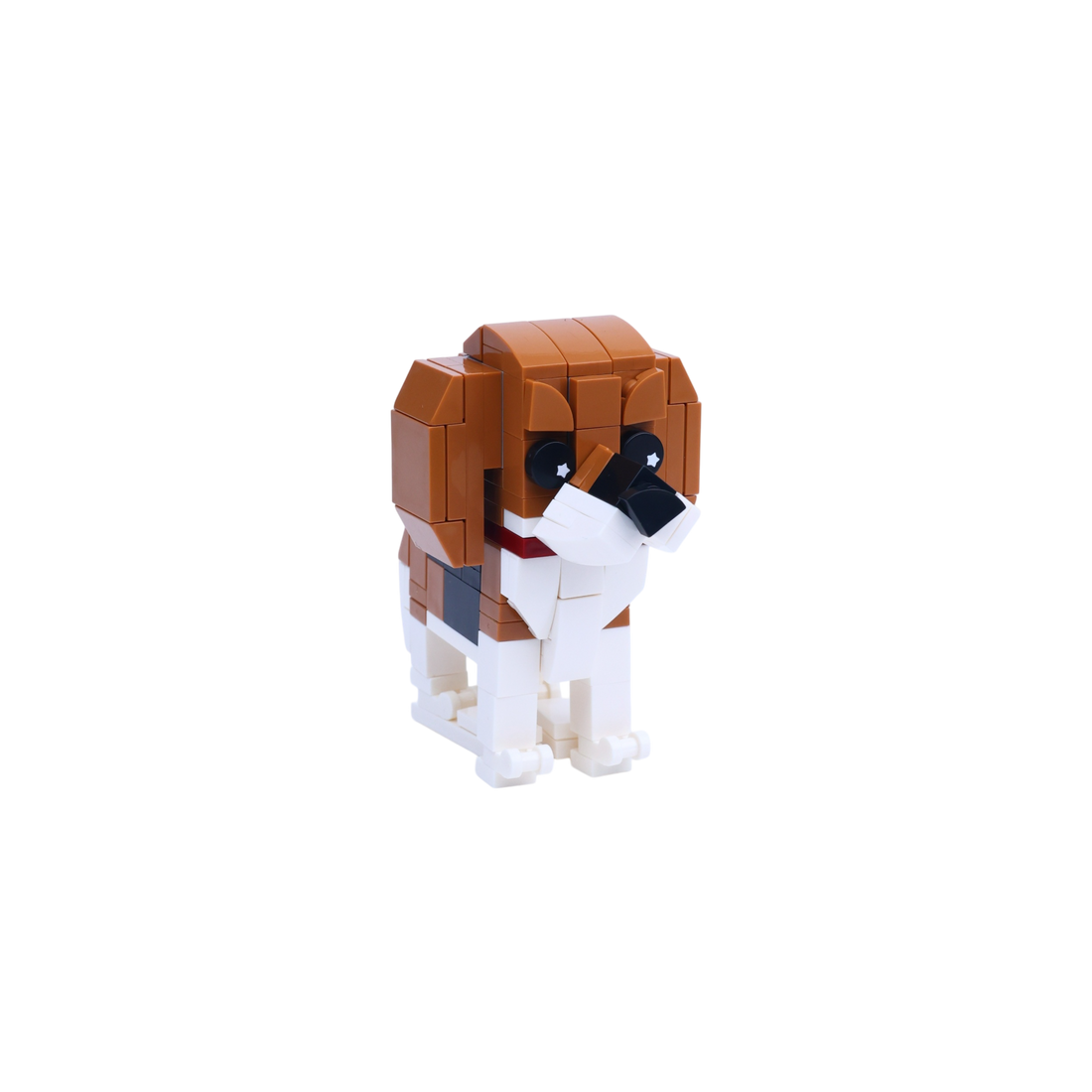 Beagle dog brick figure, left-side view