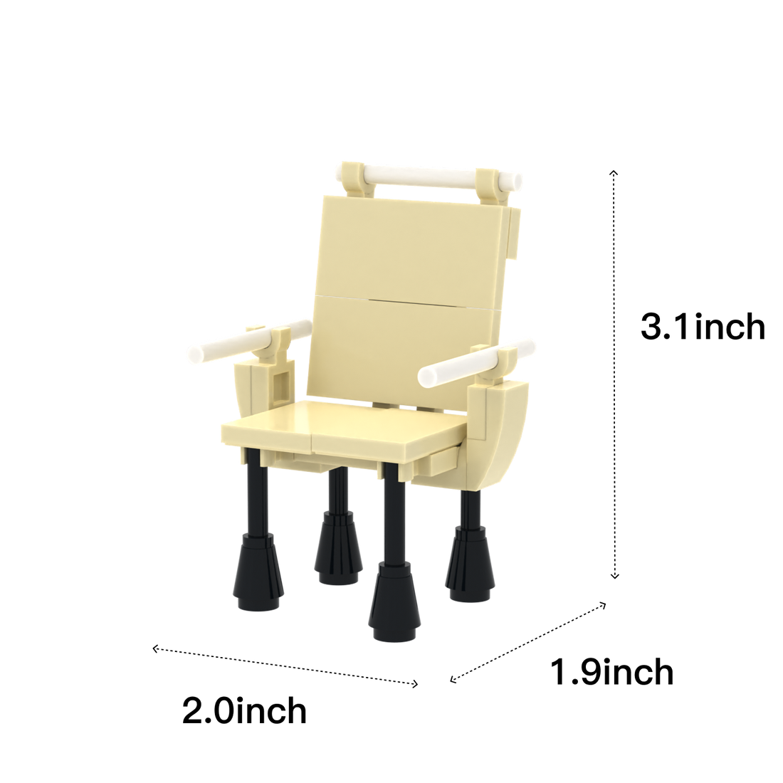 Beige Folding Leisure Chair brick scene accessory, size guide