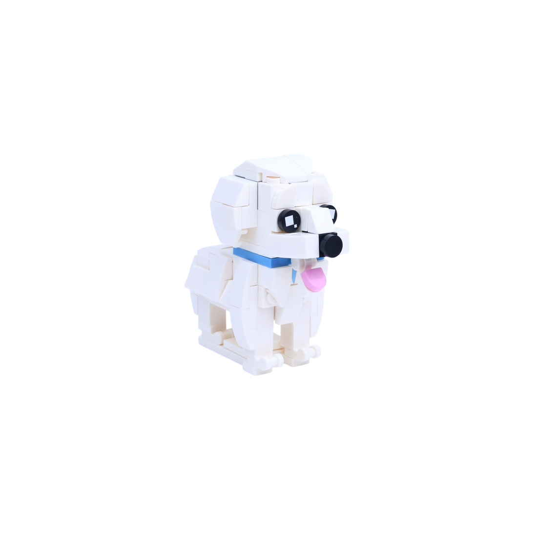 Bichon Frise dog brick figure, left-side view
