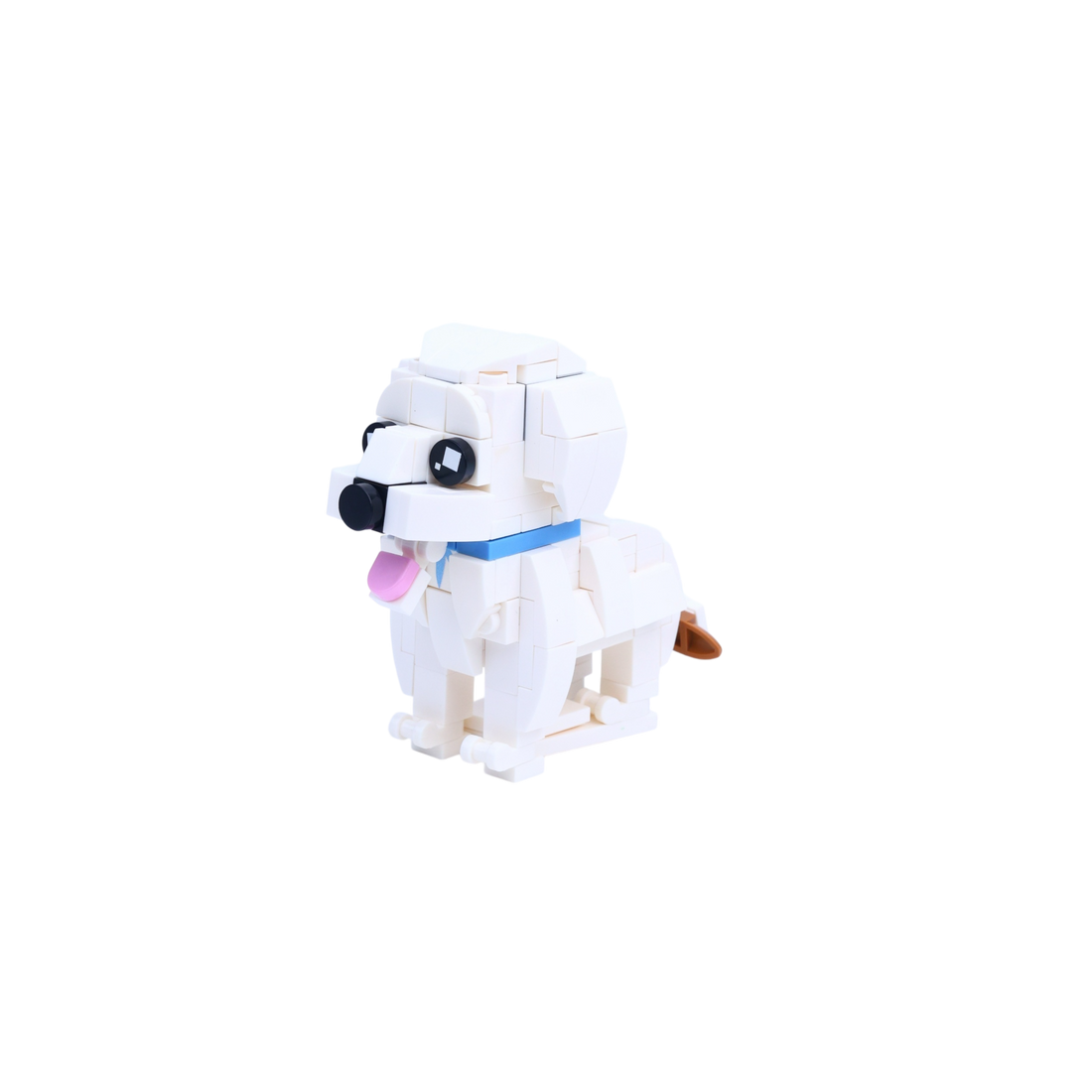 Bichon Frise dog brick figure, right-side view