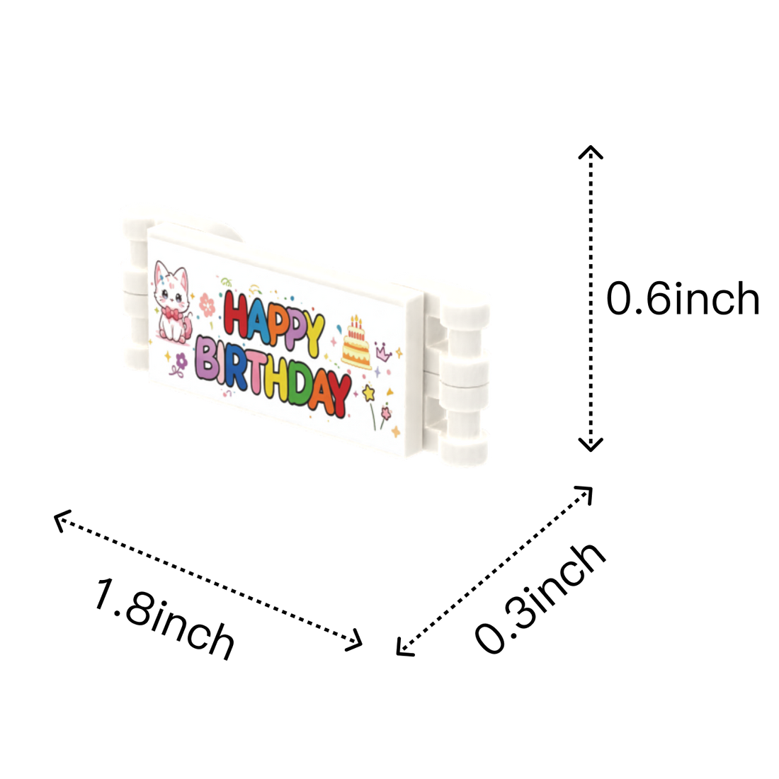 Birthday Banner brick figure accessory, size guide