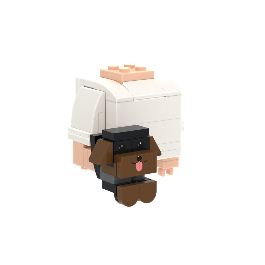 Black-Brown Tongue-out Dog brick figure accessory, left-side view