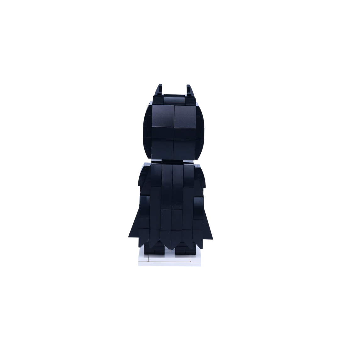 Black-Caped Night Vigilante custom brick figure, back view