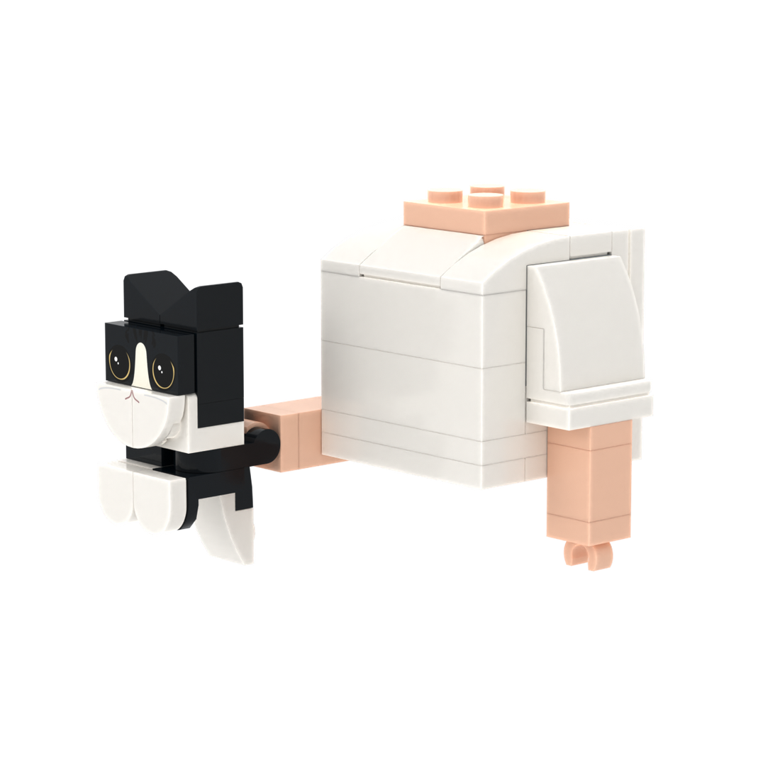 Black-White Cat brick figure accessory, right-side view
