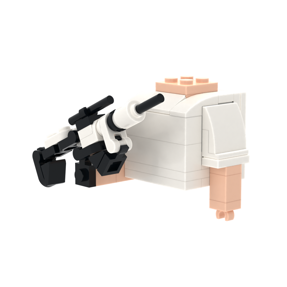 Black-White Rifle brick figure accessory, right-side view