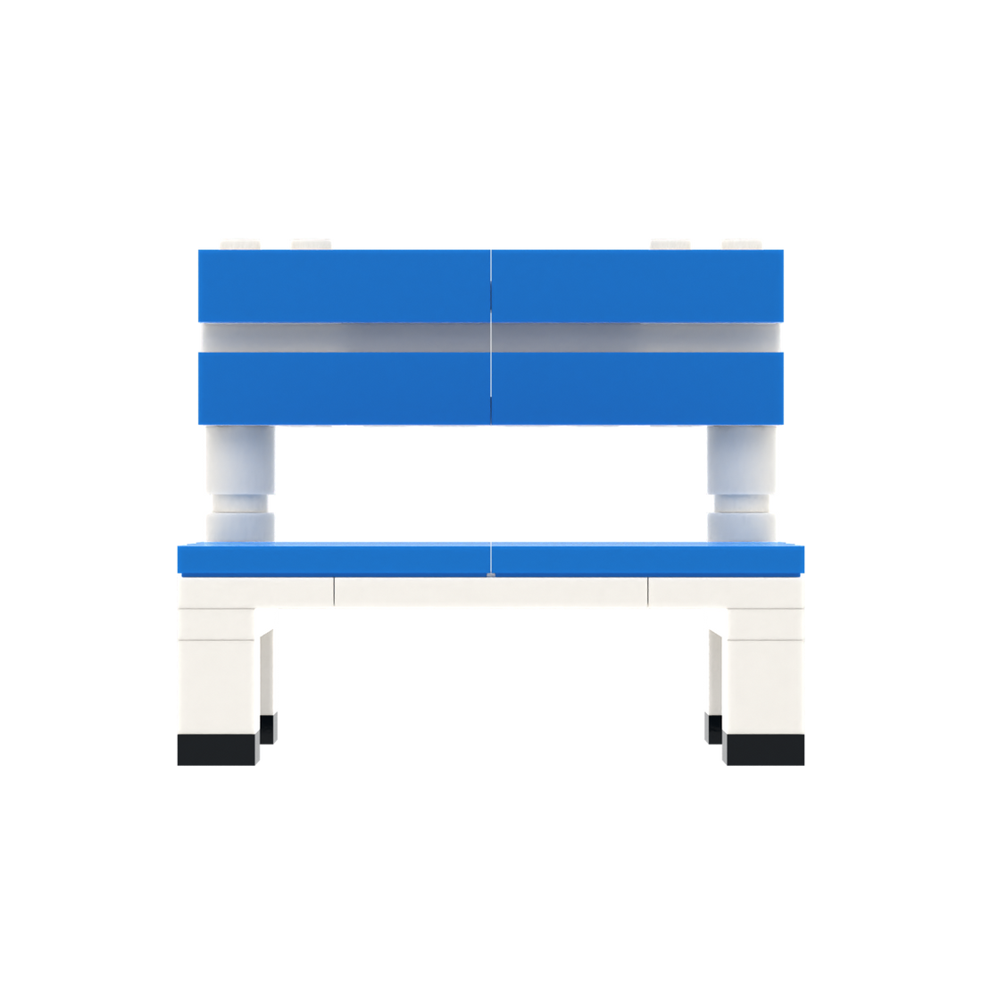 Blue-White Sports Bench brick scene accessory, left-side view