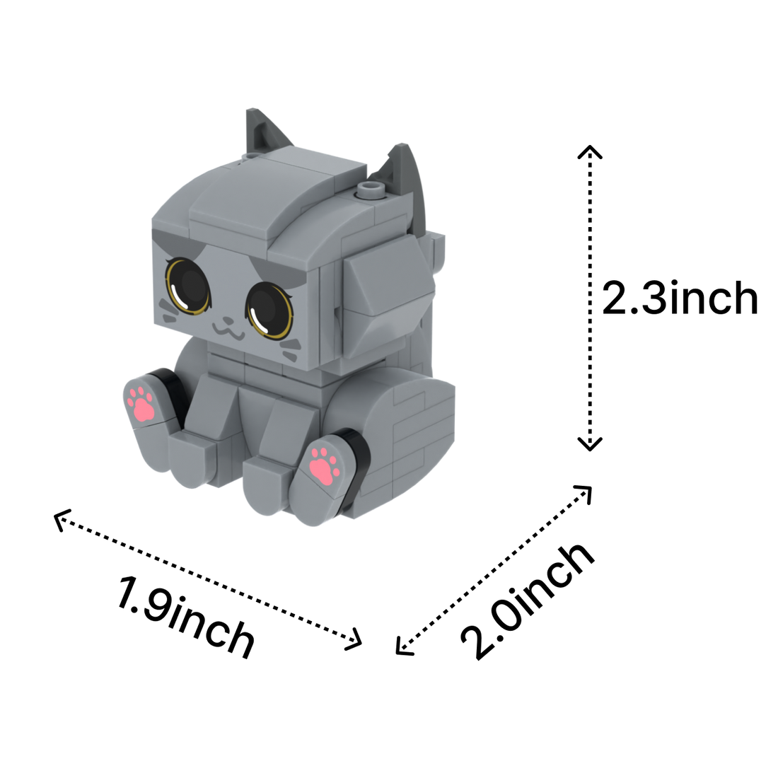 British Blue Cat cat brick figure, size guide