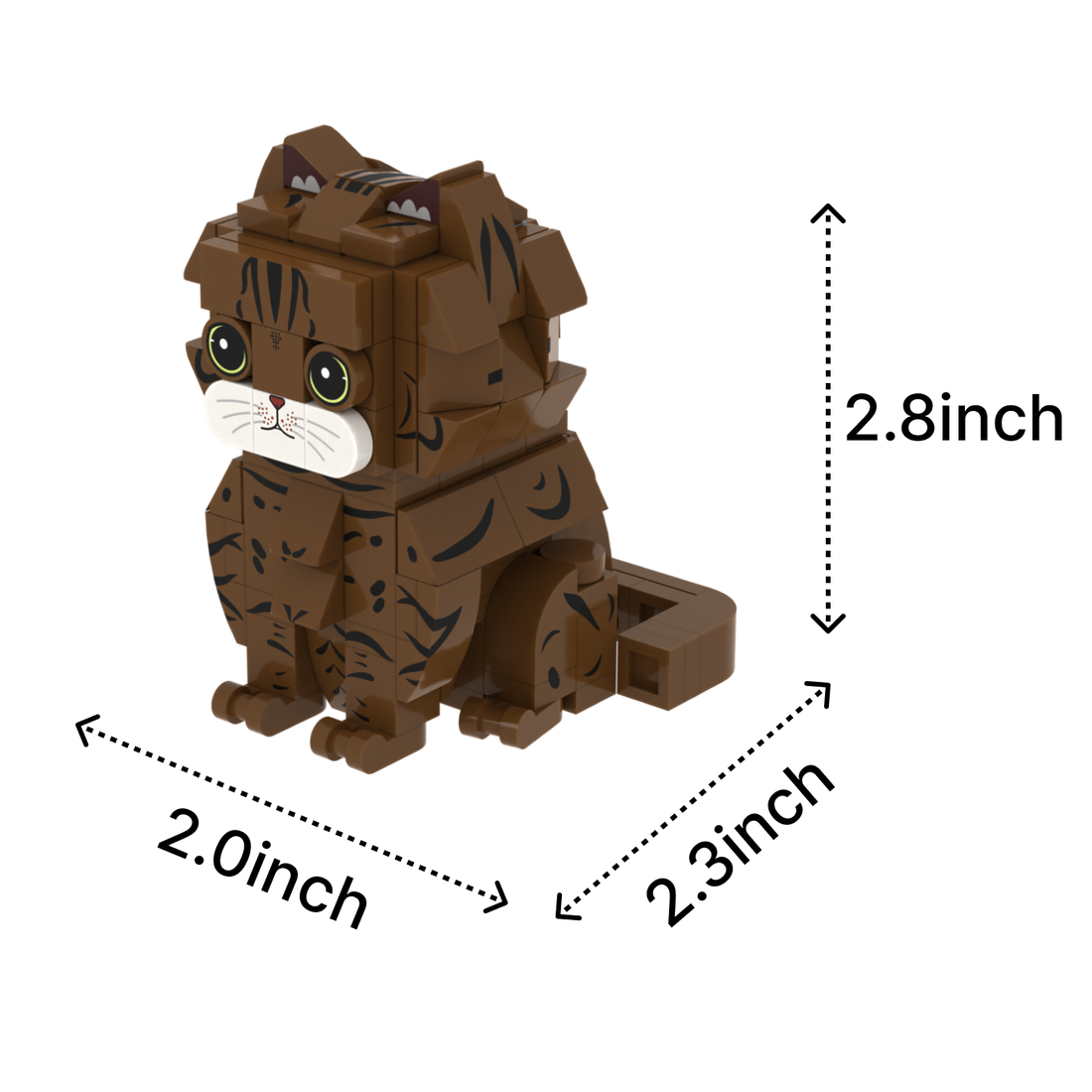 Brown Tabby Cat cat brick figure, size guide