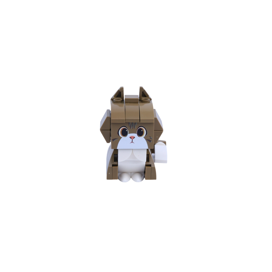 Brown White Cat Design 2 cat brick figure, main product view