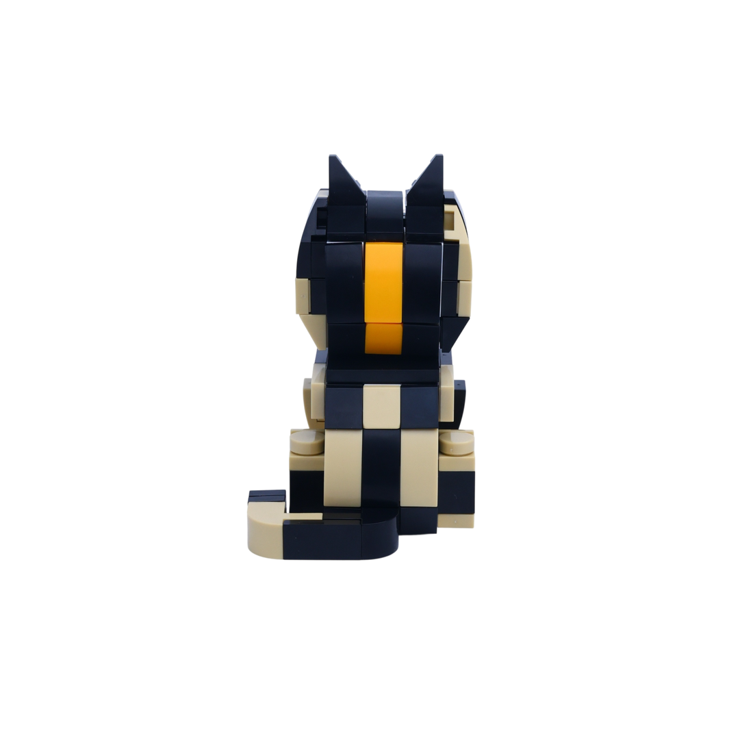 Calico Cat Design 1 cat brick figure, back view
