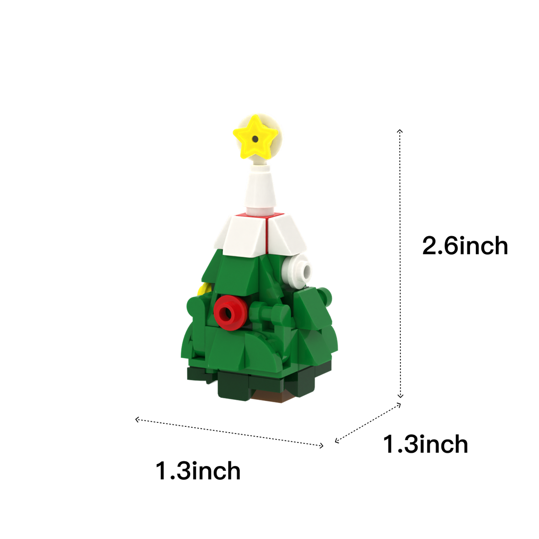 Christmas Tree Design 2 brick scene accessory, size guide