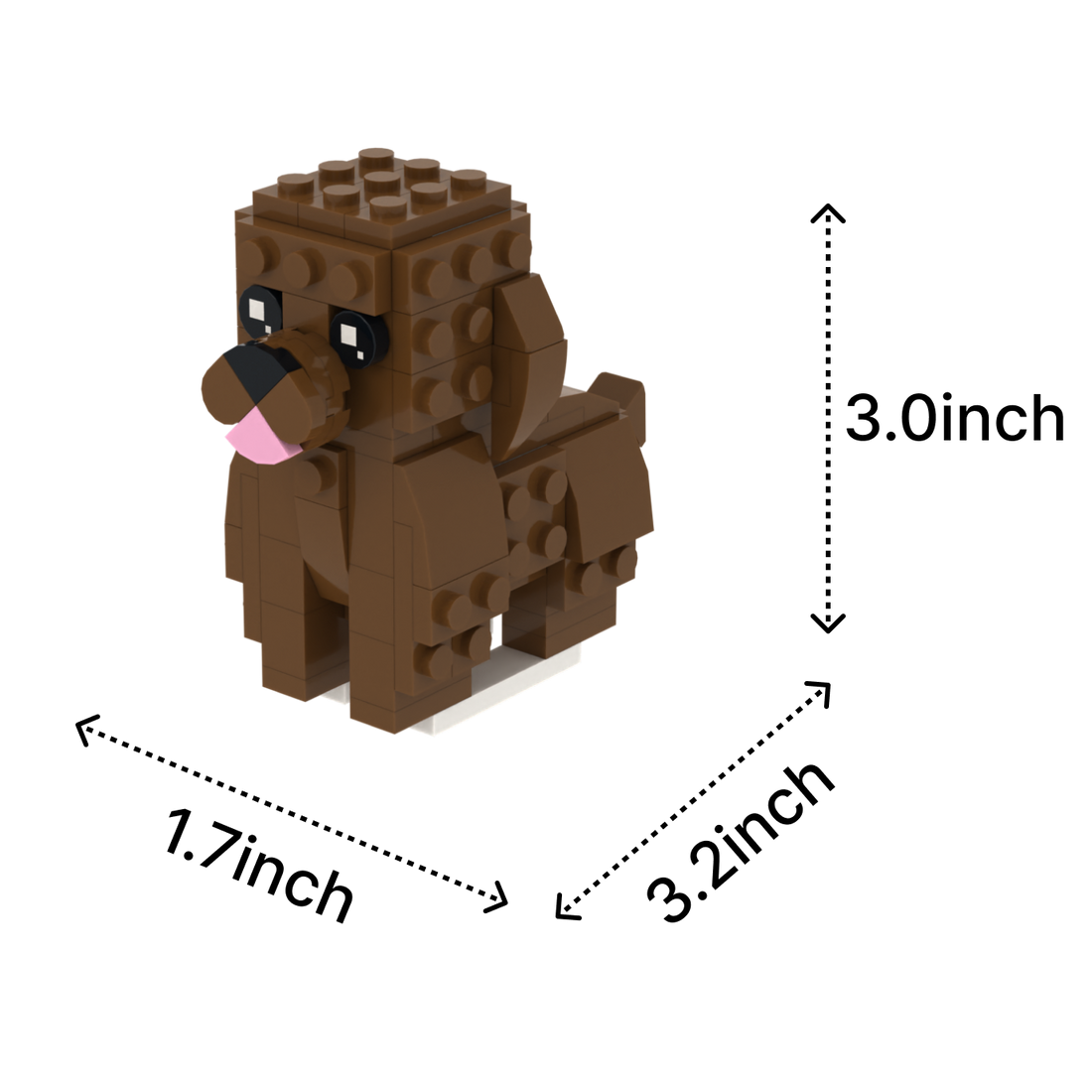 Cockapoo dog brick figure, size guide