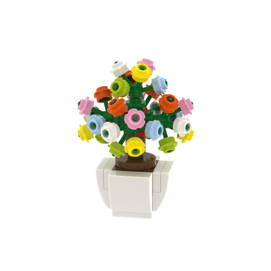 Colorful Potted Flower brick scene accessory, detail view 1
