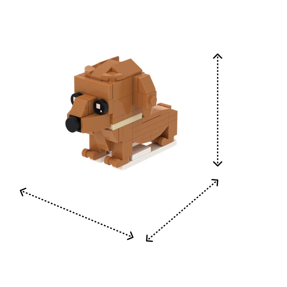 Dachshund dog brick figure, size guide