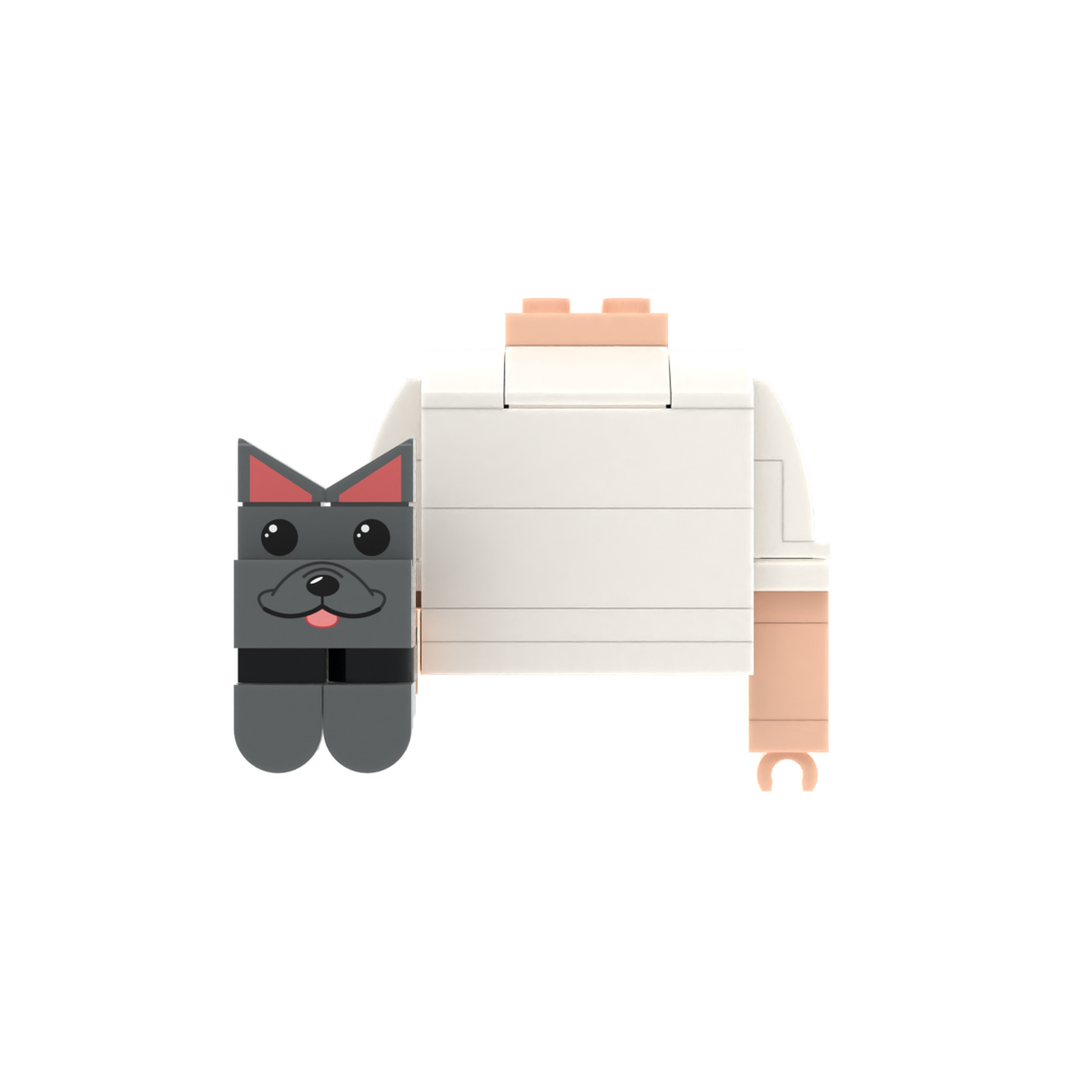 Dark Gray Pointy-Eared Whiskered Cat brick figure accessory, main product view