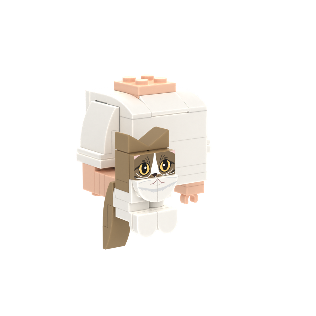 Dark Tan Cat brick figure accessory, left-side view