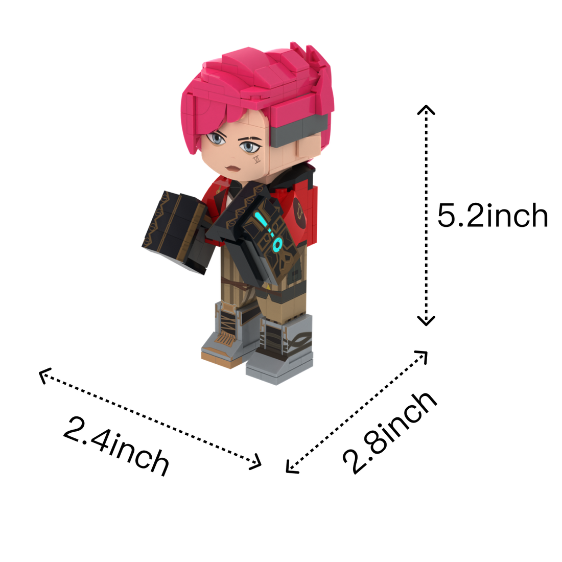 Gauntlet Street Brawler custom brick figure, size guide