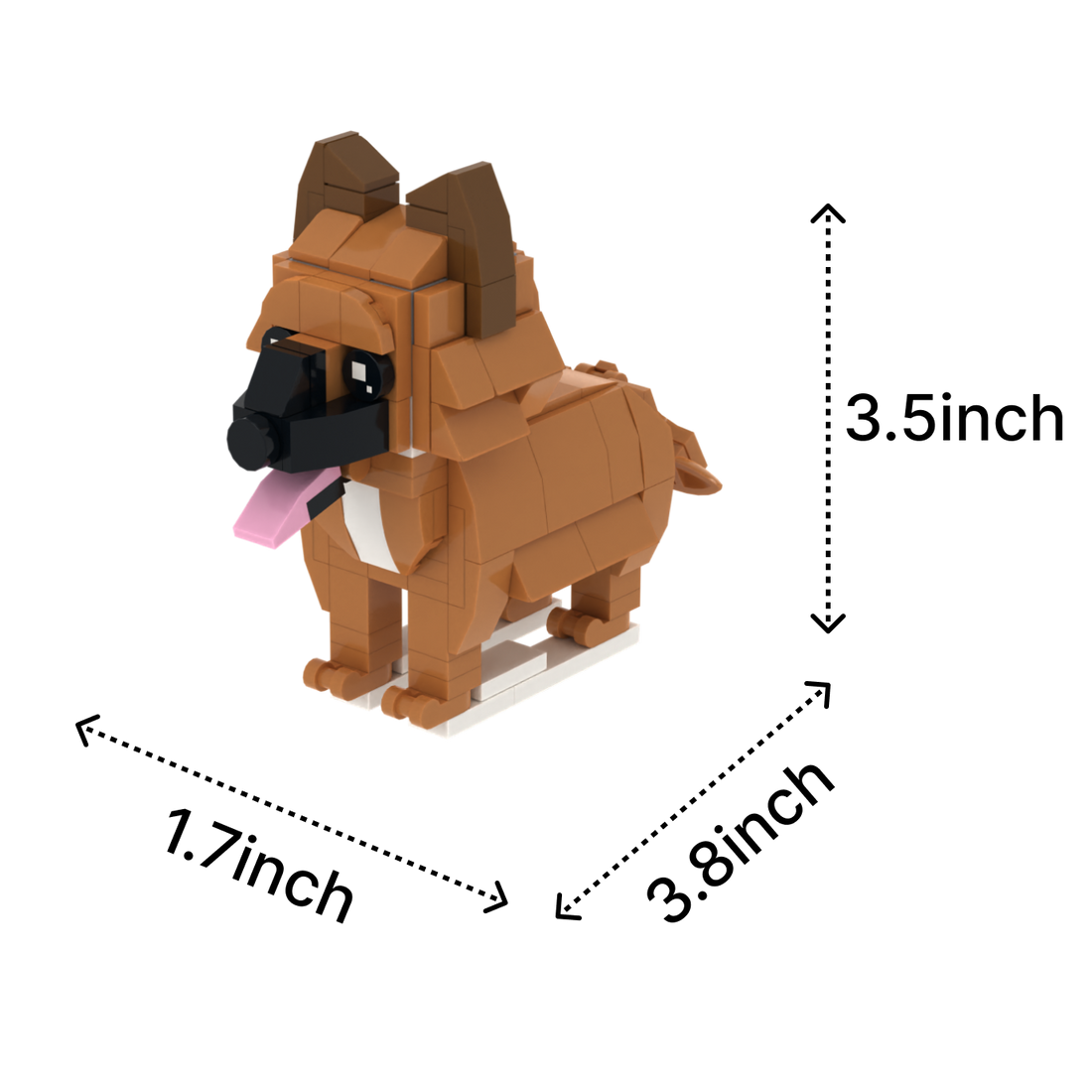 German Shepherd dog brick figure, size guide
