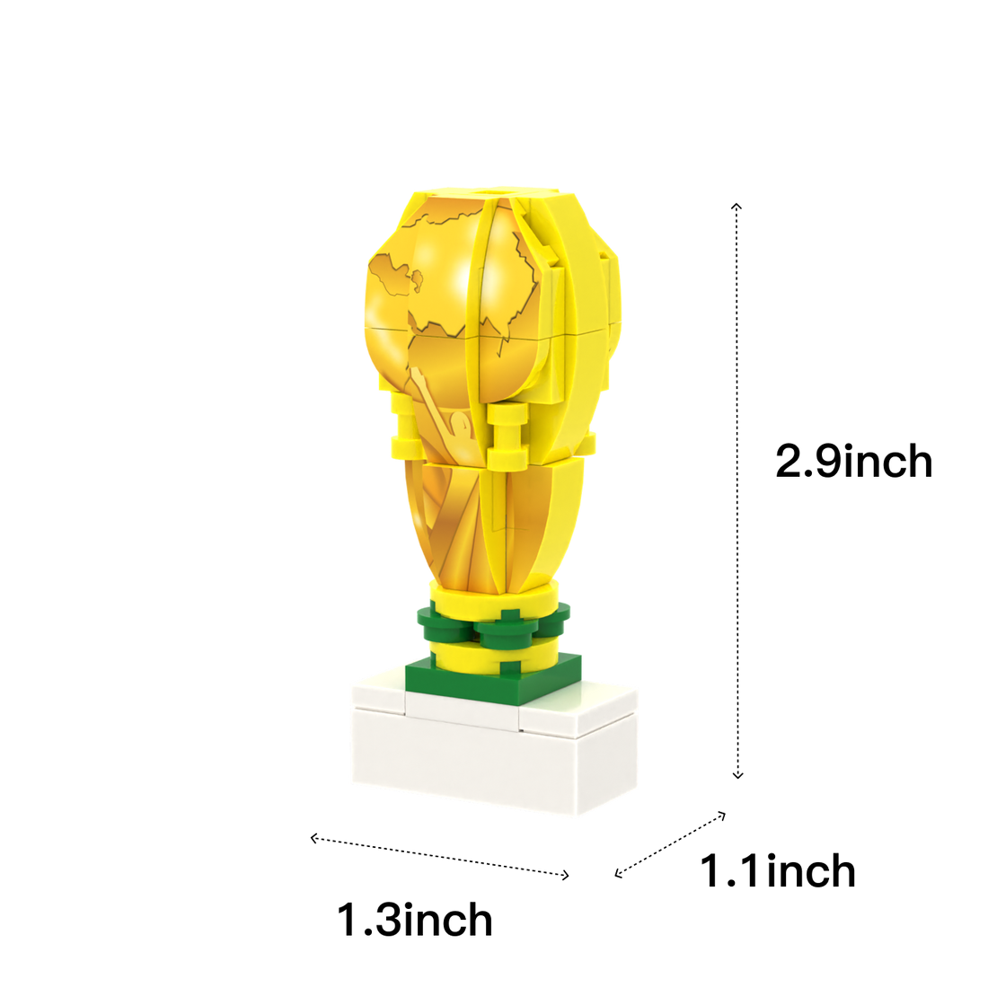 Golden Trophy brick scene accessory, size guide