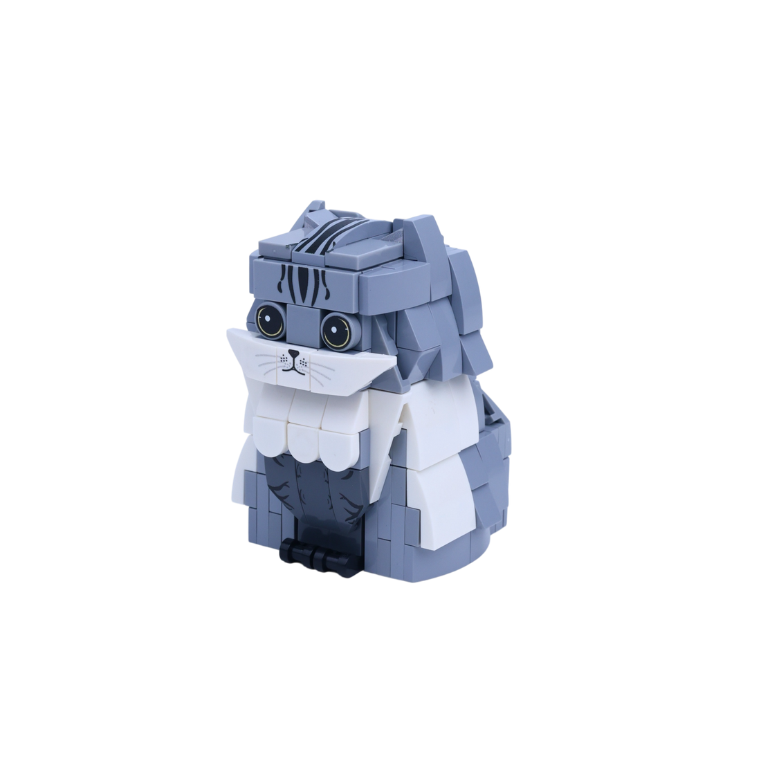 Gray Tabby Cat cat brick figure, right-side view