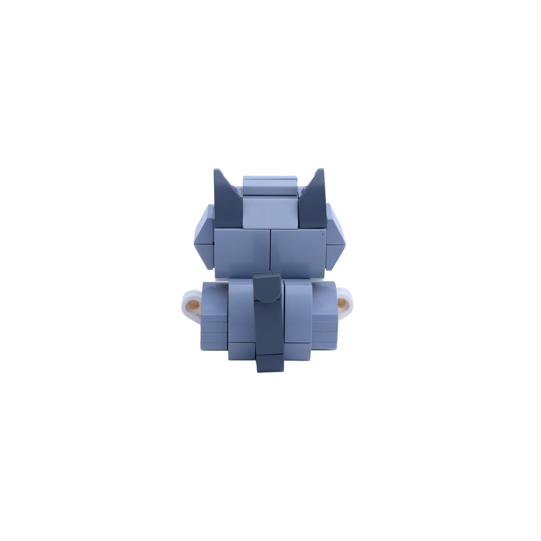 Gray White Cat Design 1 cat brick figure, back view