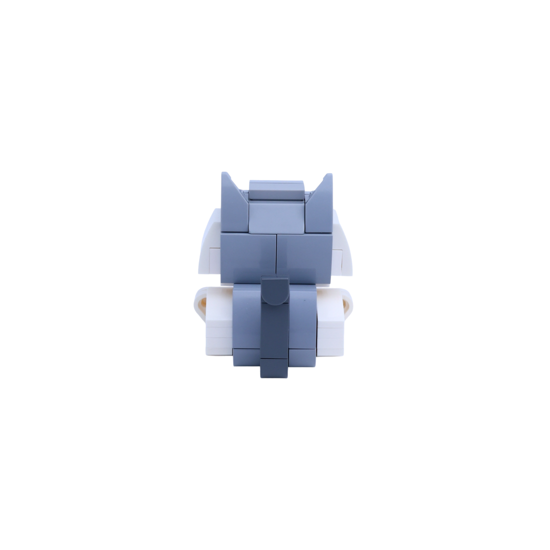 Gray White Cat Design 2 cat brick figure, back view