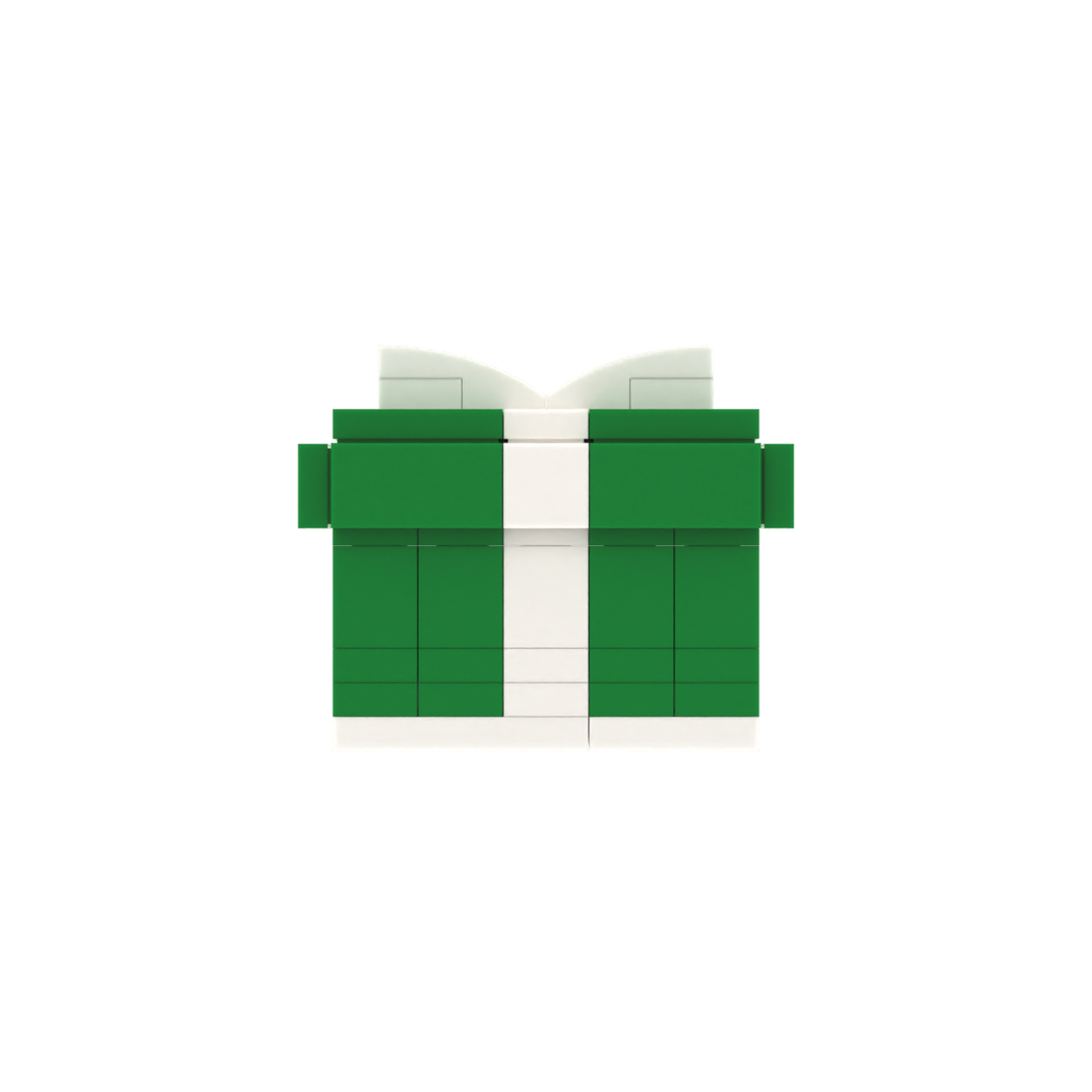 Green Gift Box brick scene accessory, left-side view