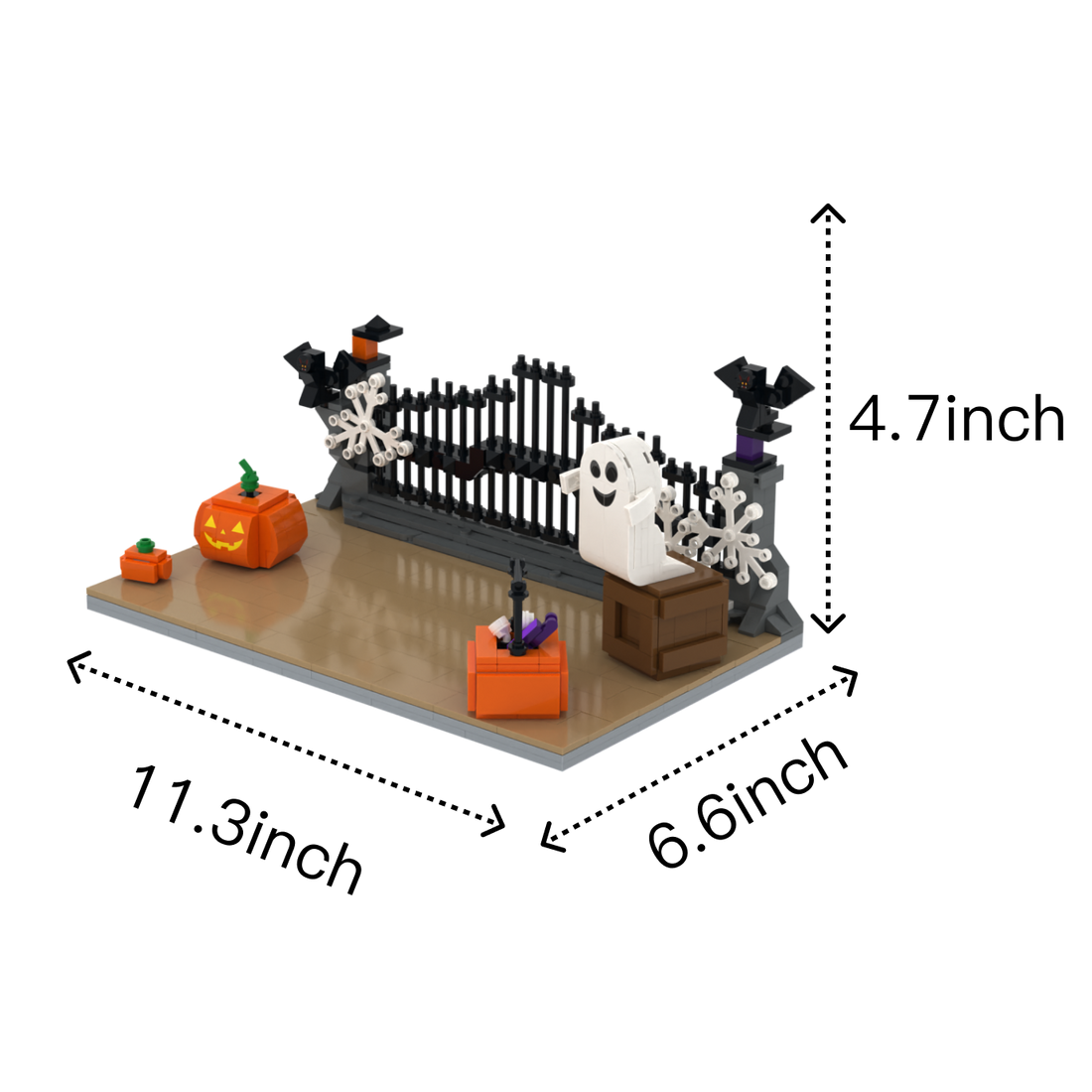 Halloween · Spooky Welcome brick scene, size guide