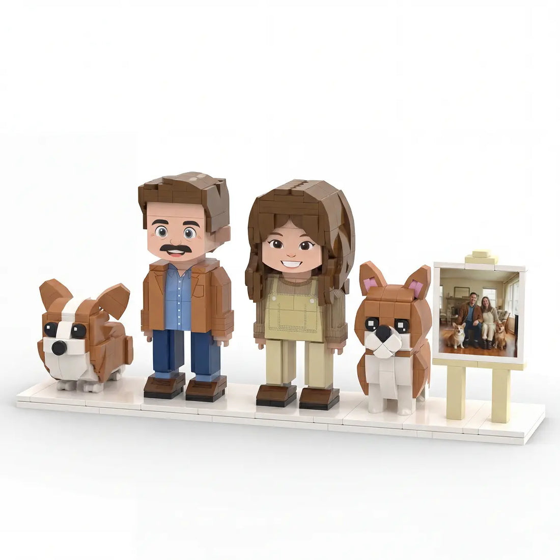 Paw U | "The Full House" Personalized 3D Brick Figure & Photo Display Paw U
