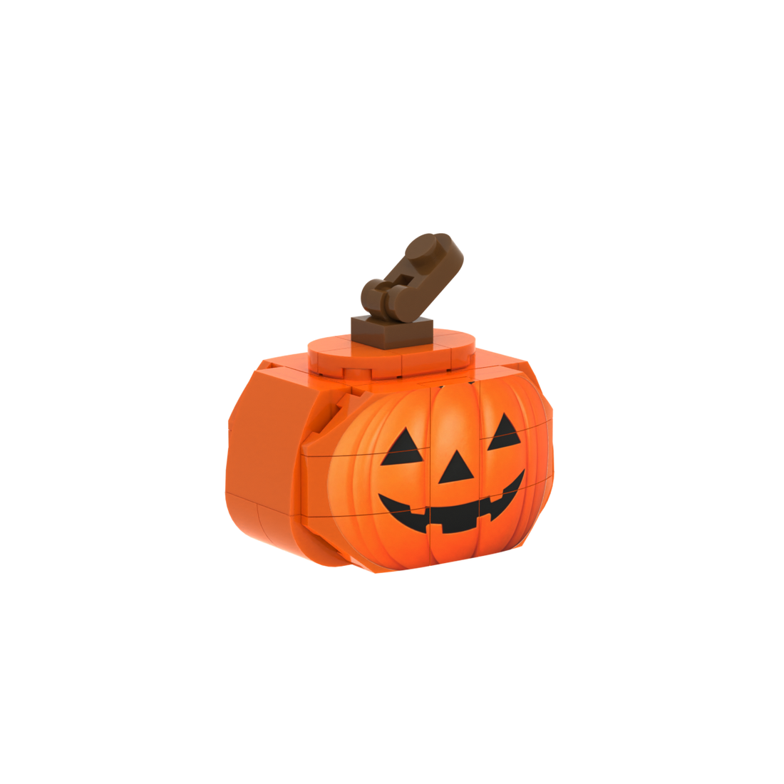 Jack-o'-lantern brick scene accessory, right-side view