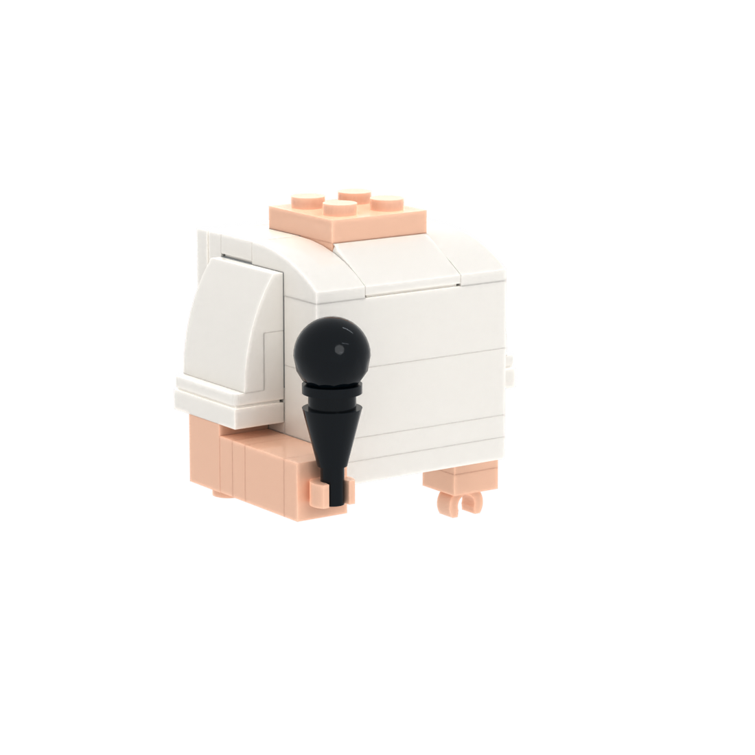 Microphone brick figure accessory, left-side view