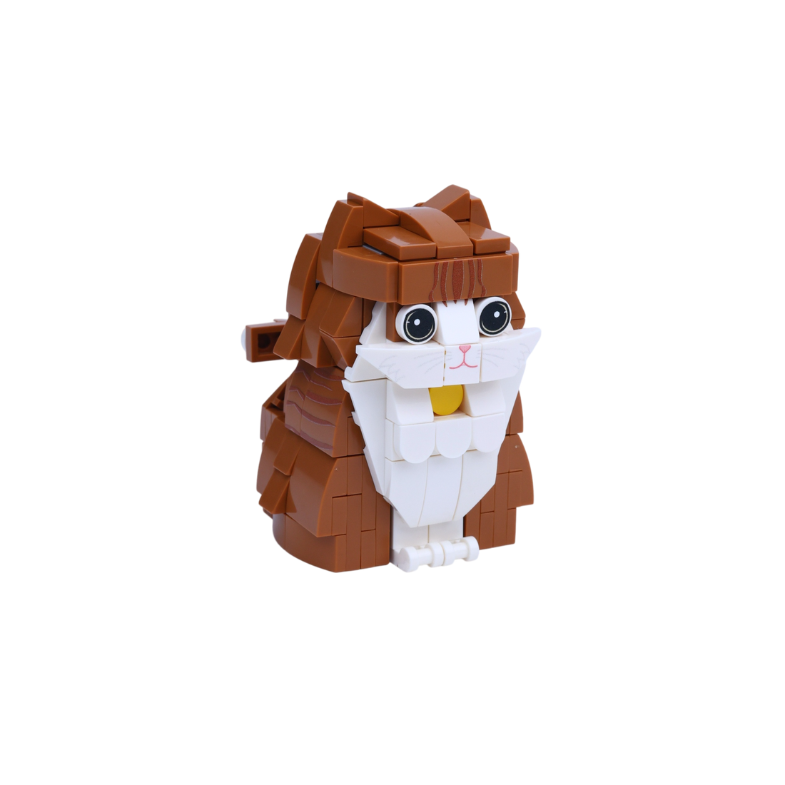 Orange Cat cat brick figure, left-side view