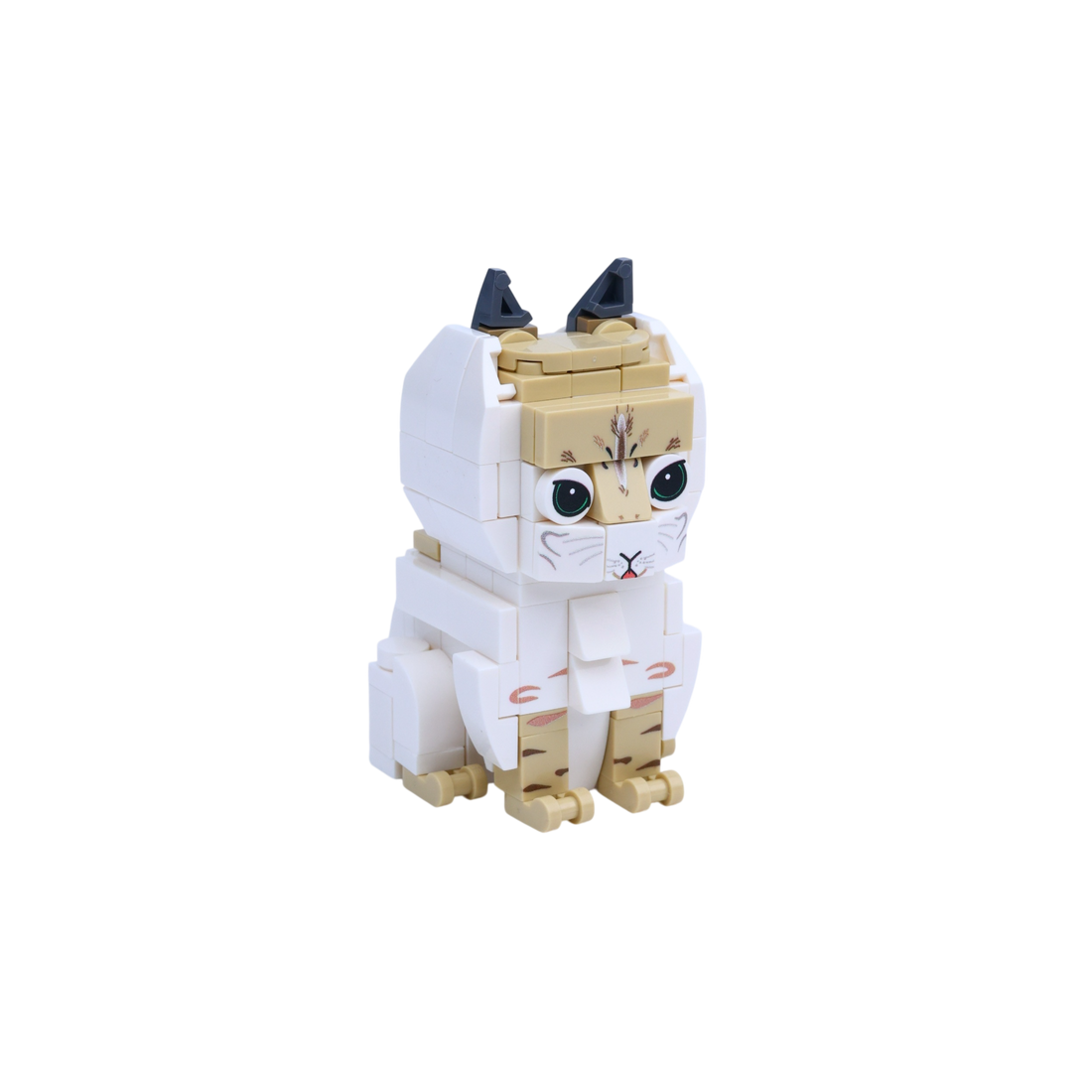 Orange White Cat Design 1 cat brick figure, left-side view