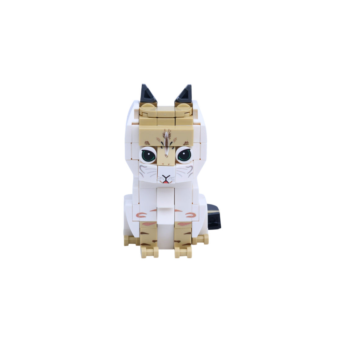 Orange White Cat Design 1 cat brick figure, main product view