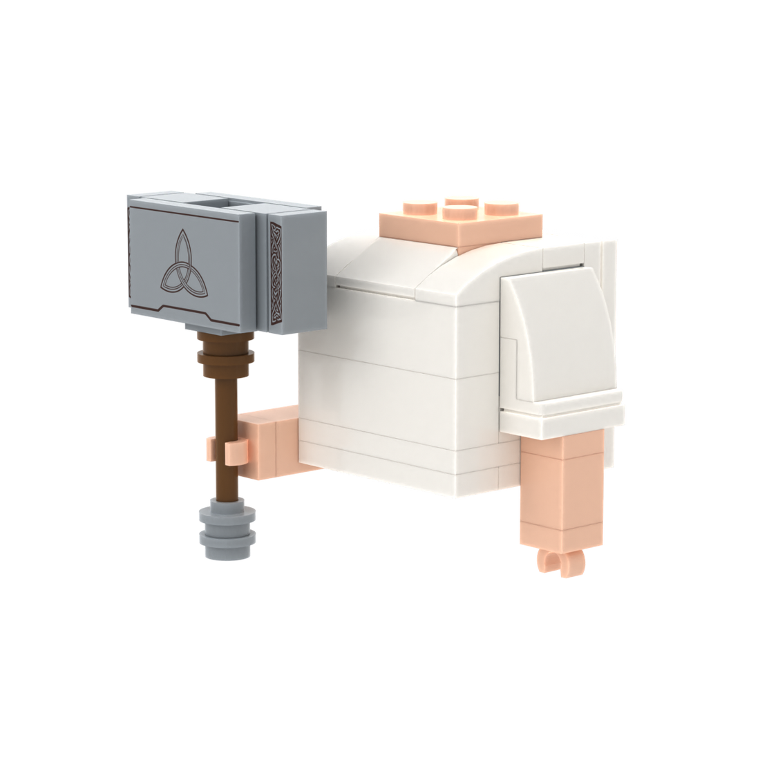 Patterned War Hammer brick figure accessory, right-side view