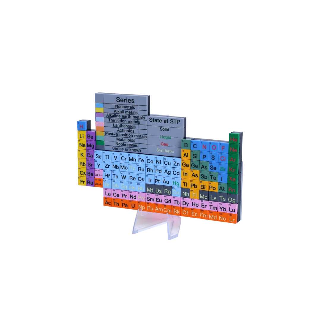 Periodic Table brick art collectible, right-side view