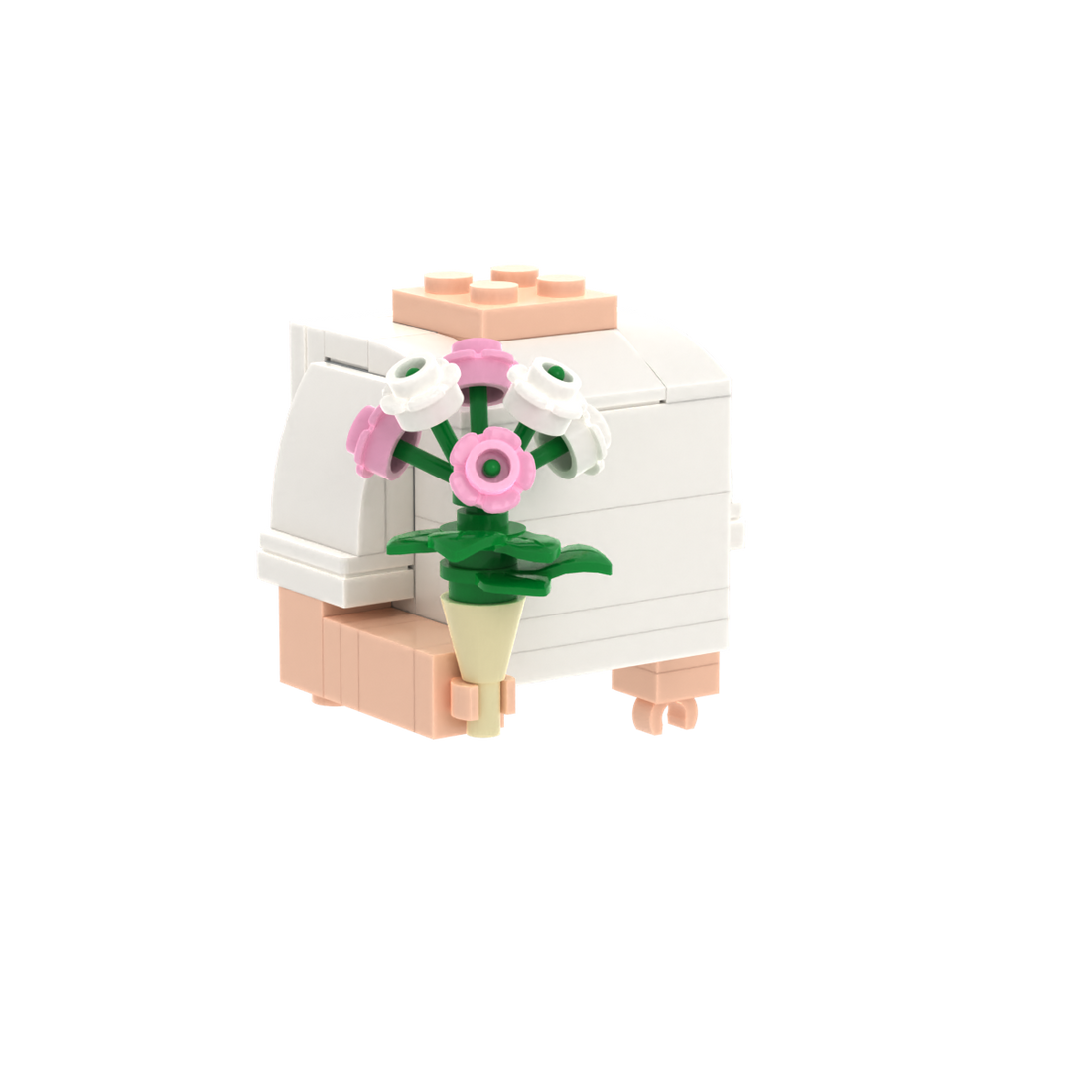 Pink-White Mixed Bouquet brick figure accessory, left-side view