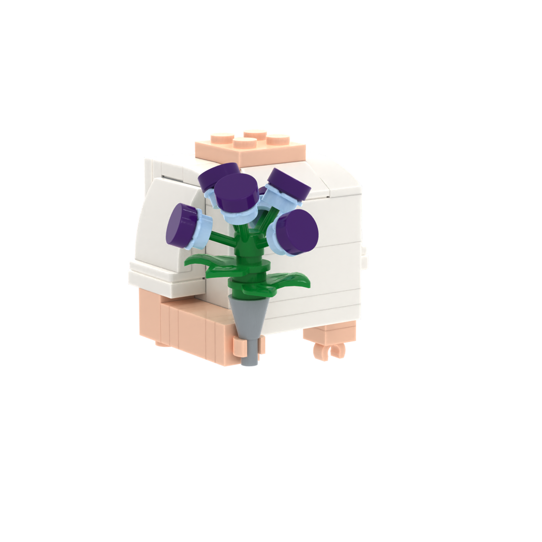 Purple Flower brick figure accessory, left-side view