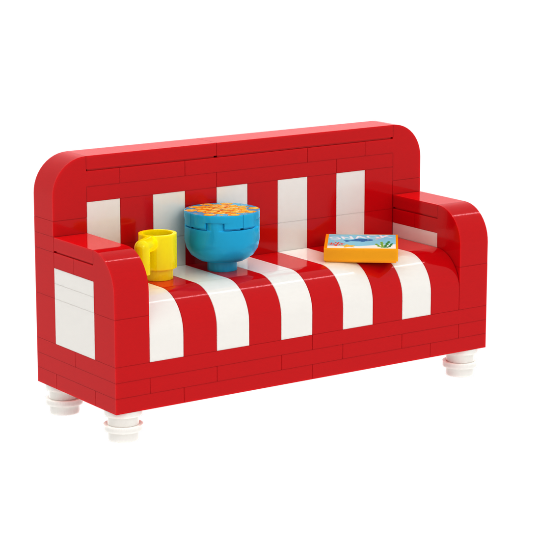 Red-and-White Striped Sofa brick scene accessory, right-side view