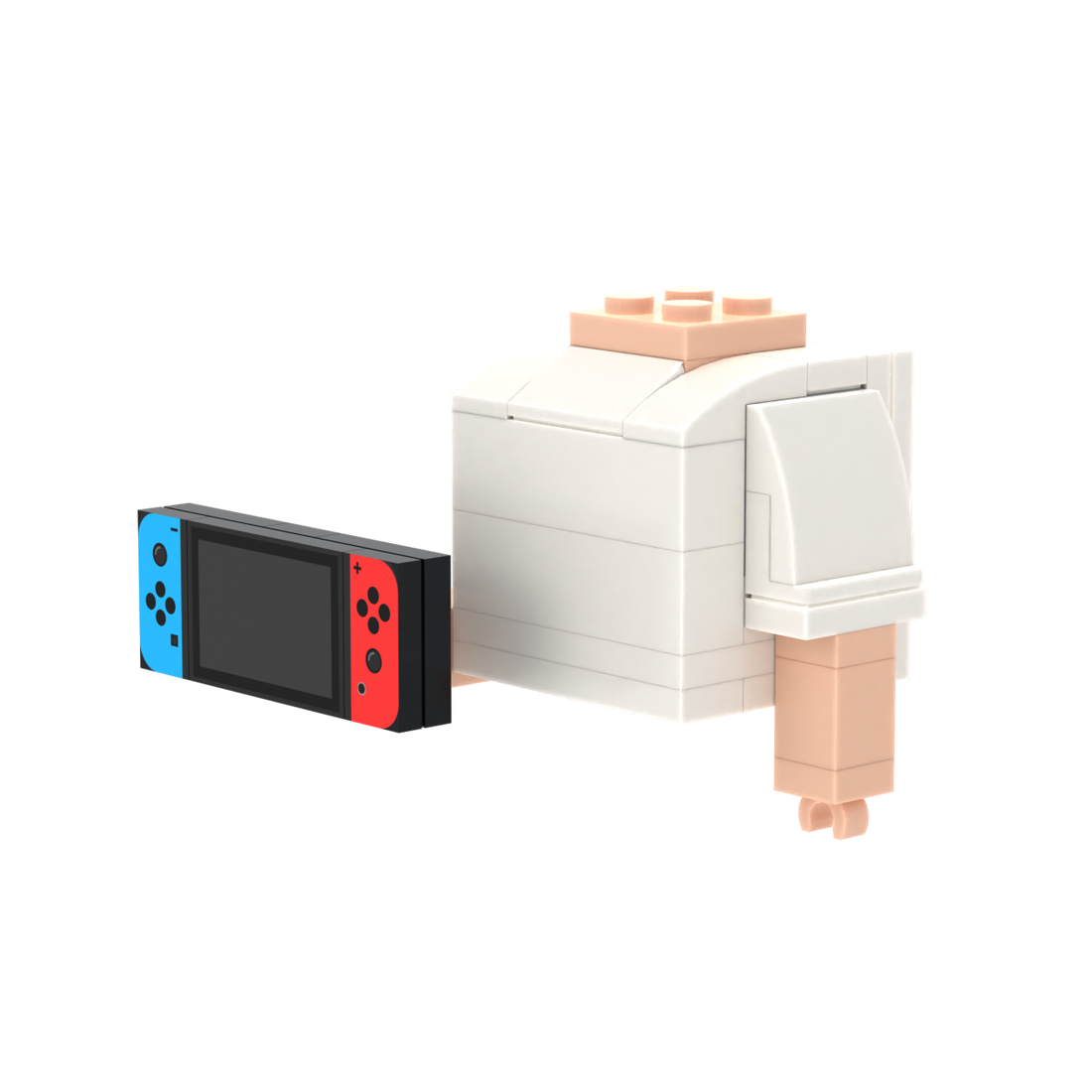 Red-Blue Handheld Game Console brick figure accessory, right-side view